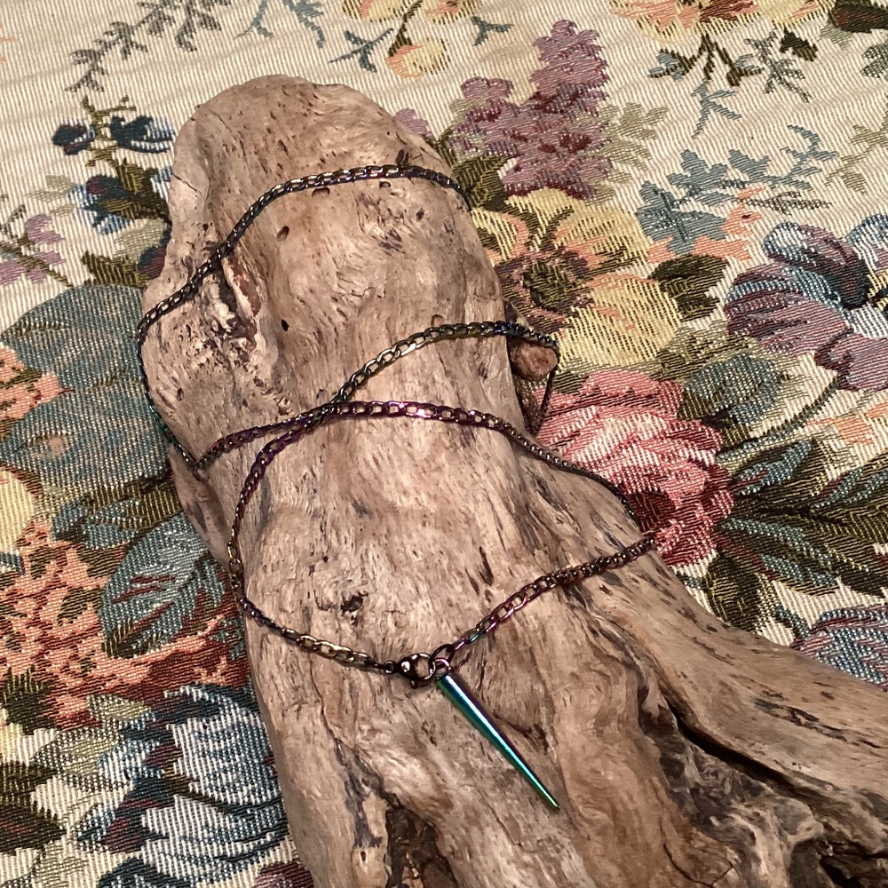 Rainbow Waist Chain Belly Chain w/ Spike